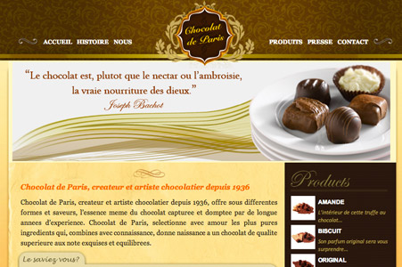 Creation site internet Chocolat de Paris