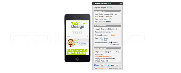 Émulateur de téléphone mobile pour consulter la responsivité de votre site internet