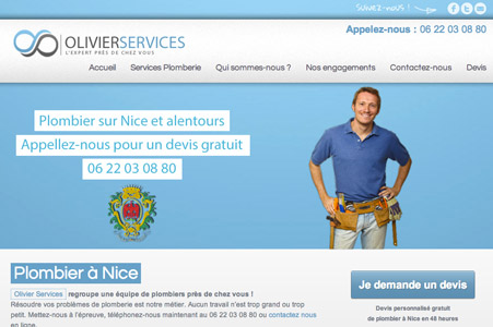 Creation site internet Olivier Services – Plomberie Nice