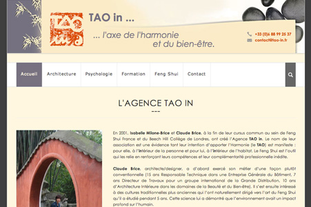 Création site internet de l’agence Tao in – Psychologie chinoise, formations et architecture Feng Shui