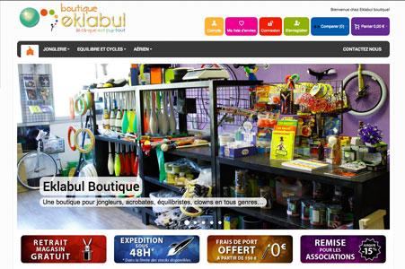 Création site internet Eklabul – Matériel de Cirque